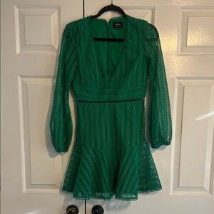 Bardot Green Long Sleeve Lace Dress